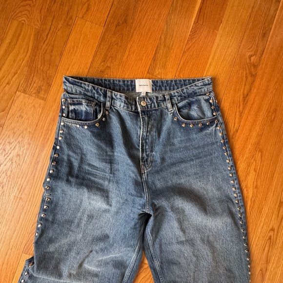 Reformation Wide-Leg Jeans with Silver Stud Trim - Blue Wash - Picture 4 of 7
